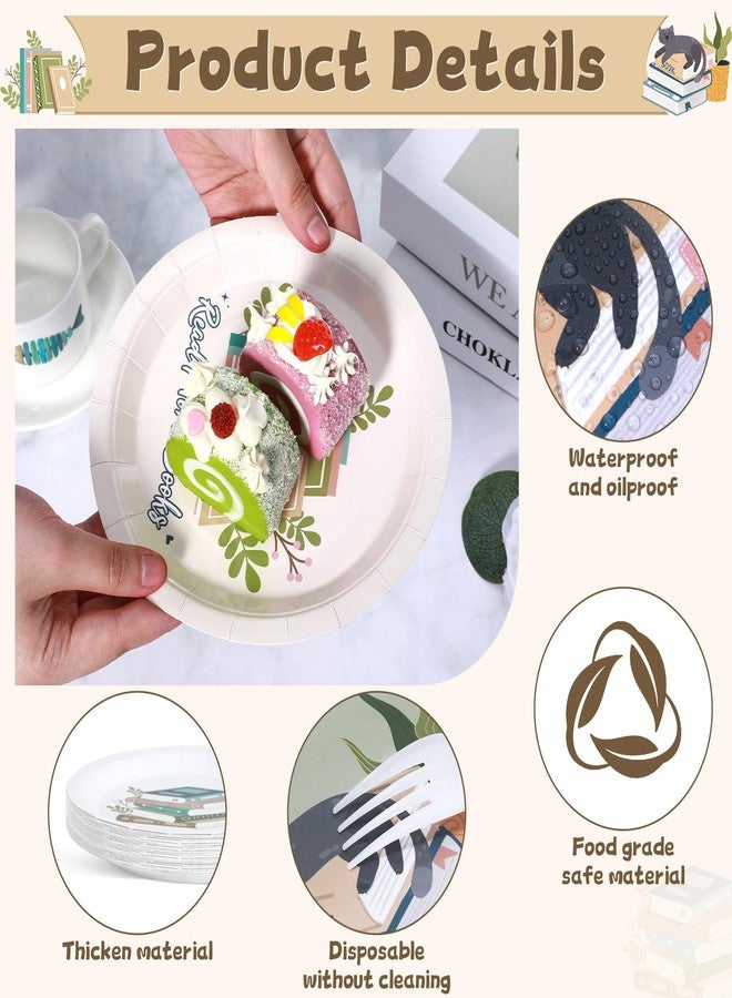 Naozinebi 60 Pcs Book Themed Party Decoration 7 Inch Book Club Party Plates Reading Club Decorative Tableware Set Library Reading Theme Plate Birthday Baby Shower Women Bridal Party Wedding Disposable Tableware - Image 3