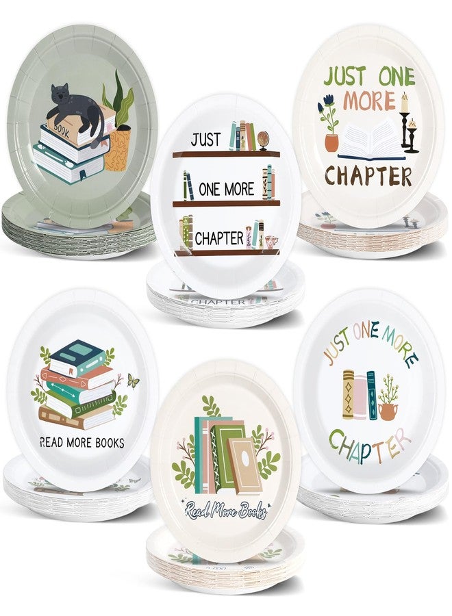 Naozinebi 60 Pcs Book Themed Party Decoration 7 Inch Book Club Party Plates Reading Club Decorative Tableware Set Library Reading Theme Plate Birthday Baby Shower Women Bridal Party Wedding Disposable Tableware - Image 1