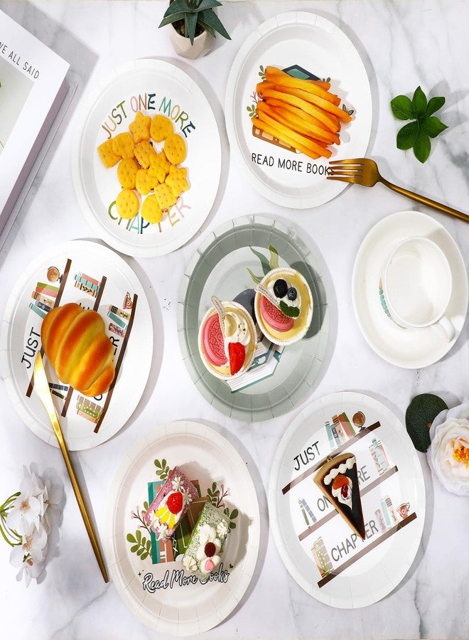 Naozinebi 60 Pcs Book Themed Party Decoration 7 Inch Book Club Party Plates Reading Club Decorative Tableware Set Library Reading Theme Plate Birthday Baby Shower Women Bridal Party Wedding Disposable Tableware - Image 4