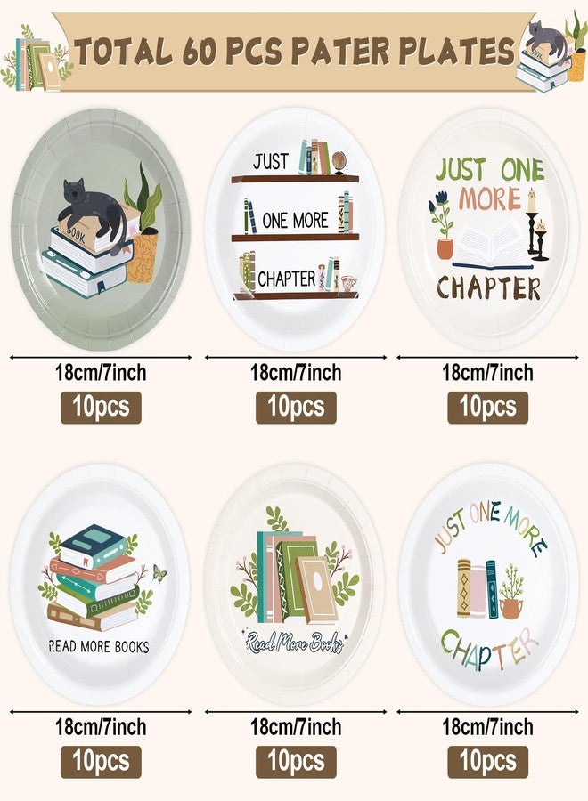 Naozinebi 60 Pcs Book Themed Party Decoration 7 Inch Book Club Party Plates Reading Club Decorative Tableware Set Library Reading Theme Plate Birthday Baby Shower Women Bridal Party Wedding Disposable Tableware - Image 2
