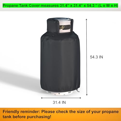 DORAHUA 420 lb Propane Tank Cover Heavy Duty 600D Waterproof and Dustproof Oxford Fabric Double Fabric Top Zipper Design for Easy Opening and Closing of Valves for 420 lb Propane Tanks Black - Image 3