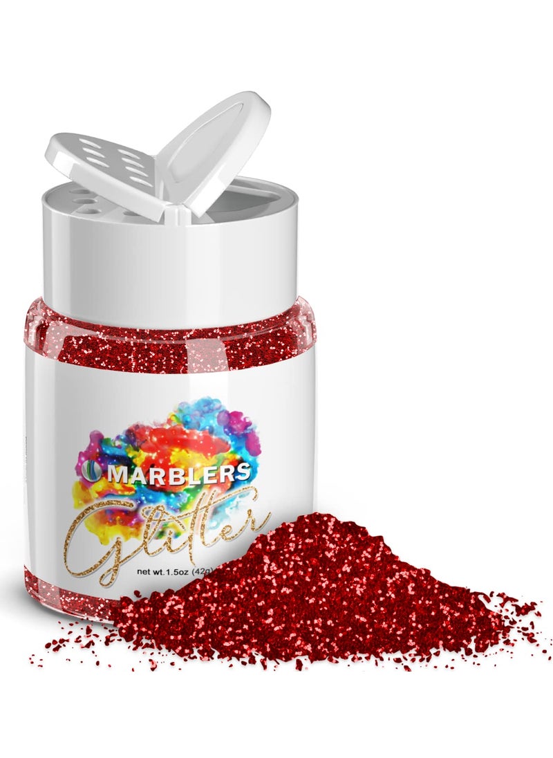 MARBLERS MARBLERS Twinkle Glitter [Santa Red] 1.5oz (42g) | Fine | Non-Toxic, Vegan, Cruelty-Free | Face, Body, Eyeshadow, Hair, Festival, Party Makeup | Nail Art, Polish | Resin, Tumbler, Slime, Craft 