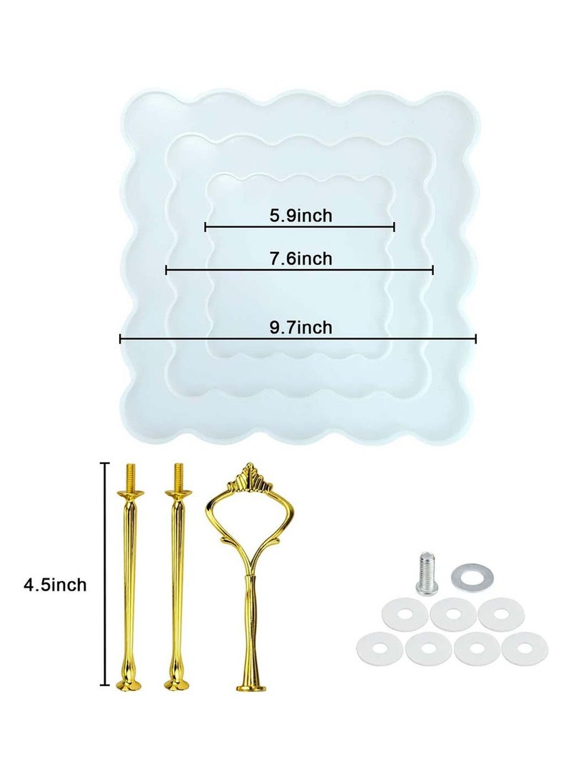 3-Tier Cupcake Stand Resin Molds for Cake Display with Hardware Fittings - Geode Silicone Casting Plate - Image 2