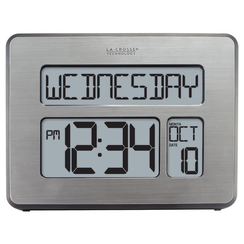 La Crosse Technology C86279 Atomic Full Calendar Clock with Extra Large Digits Grey 1125 in x 210 in x 1200 in