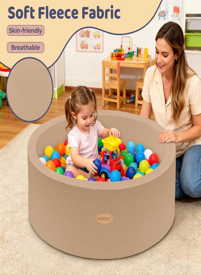 HARBOLLE 35.4" Soft Fleece Ball Pit & Playpen for Toddlers & Babies, Indoor/Outdoor Kids Foam Play Center, for Boys & Girls, Brown - Image 2