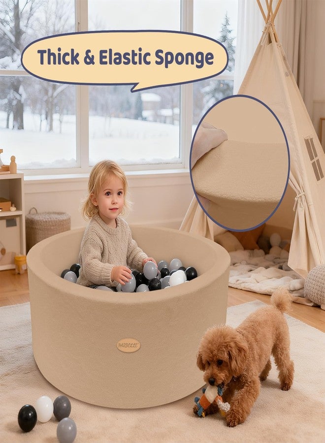 HARBOLLE 35.4" Soft Fleece Ball Pit & Playpen for Toddlers & Babies, Indoor/Outdoor Kids Foam Play Center, for Boys & Girls, Brown - Image 3