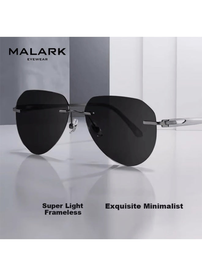 Morakot Molake Ultra-light Titanium Frameless Polarized Sungl For Men, Driving-specific Photochromic Gl, Fishing Goggles, Day And Night Use - Image 1