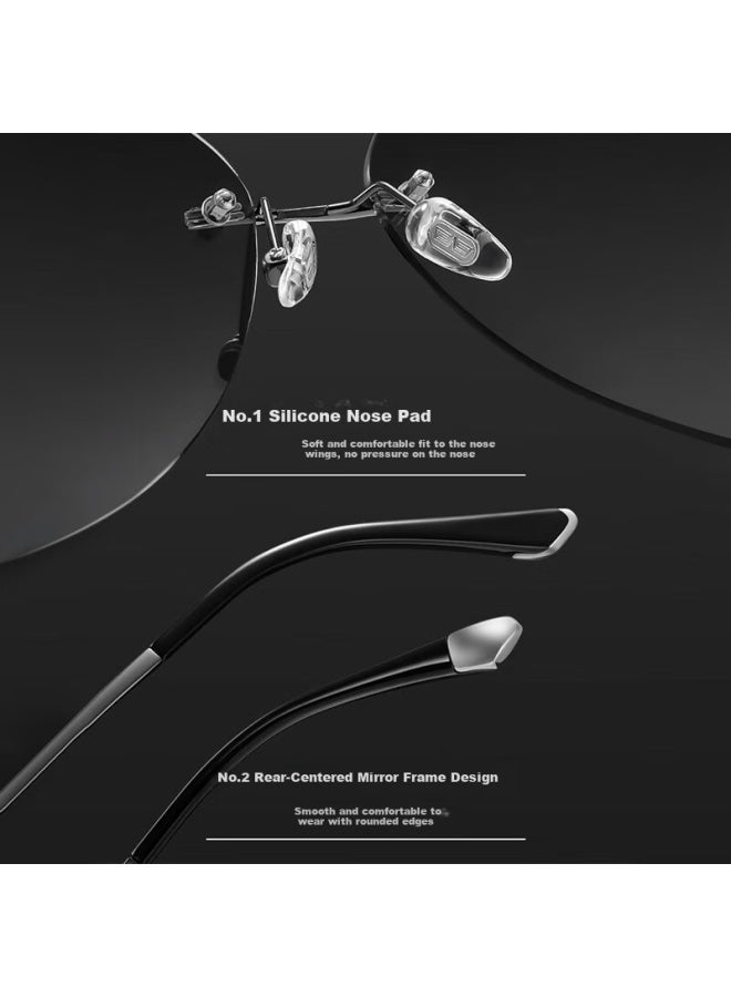 Morakot Molake Ultra-light Titanium Frameless Polarized Sungl For Men, Driving-specific Photochromic Gl, Fishing Goggles, Day And Night Use - Image 3
