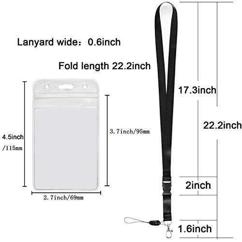 YOUOWO 1 Pack Clear ID Badge Holder Vertical with Black Lanyards,Neck Strap Detachable Buckle Enhanced Breakaway Quick Release Safety Lanyard with Name Tag Card Holders - Image 2