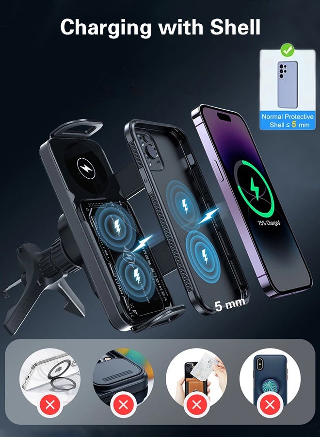 تيليسن حامل هاتف ذكي قابل للطي بشاشة مزدوجة، حامل هاتف مغناطيسي للسيارة، حامل هاتف دوار تلقائي، شاحن سيارة لاسلكي - Image 5