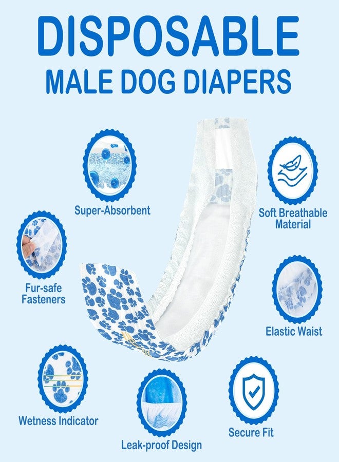 دونو حفاضات دونو للكلاب الذكور، 60 حفاضة للاستخدام مرة واحدة، حفاضات فائقة الامتصاص، حفاضات سريعة الجفاف مانعة للتسرب للجراء، مؤشر للبلل، سلس البول الناتج عن الإثارة، مقاس صغير جدًا - Image 3