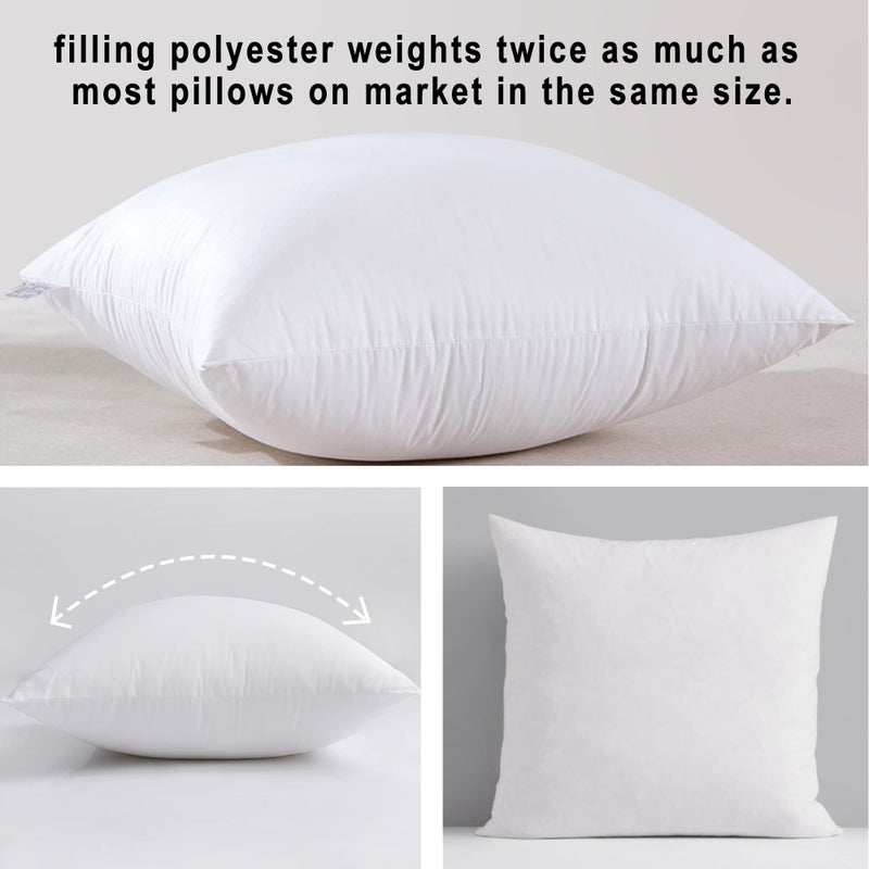 HITO 18x18 Pillow Inserts (Set of 4)- 100% Cotton Covering Down Alternative Throw Pillows White for Couch Bed Sofa - Image 2