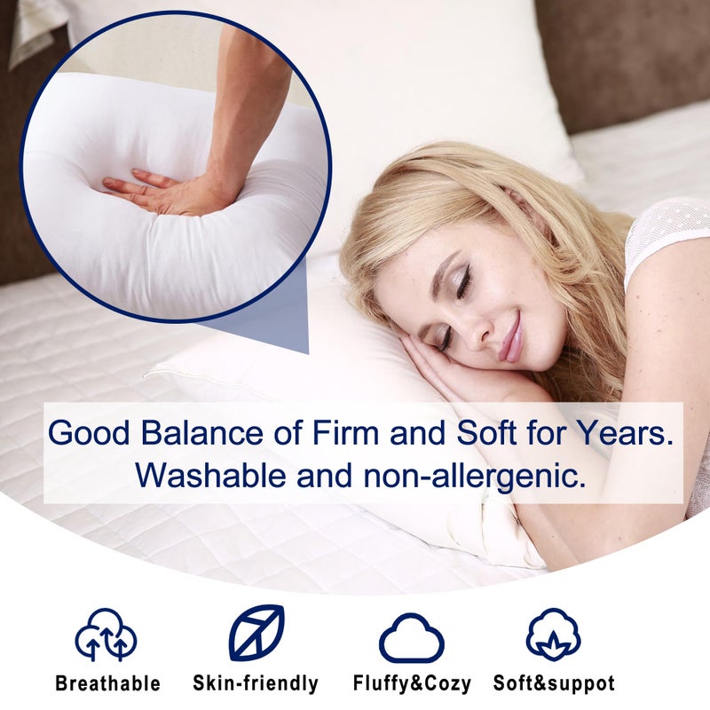 HITO 18x18 Pillow Inserts (Set of 4)- 100% Cotton Covering Down Alternative Throw Pillows White for Couch Bed Sofa - Image 4