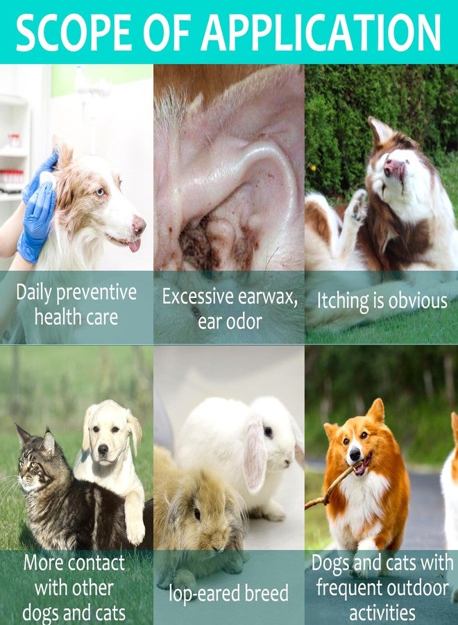 VOSIFSDIY Ear Mites Clean for Dogs & Cats, Ear Mite Treatment for Dogs and Cats, Dog Ear Infection Treatment, Ear Mite Treatment for Dog Yeast Infection, 100% Natural Dogs Cats Ears Drops - Image 4