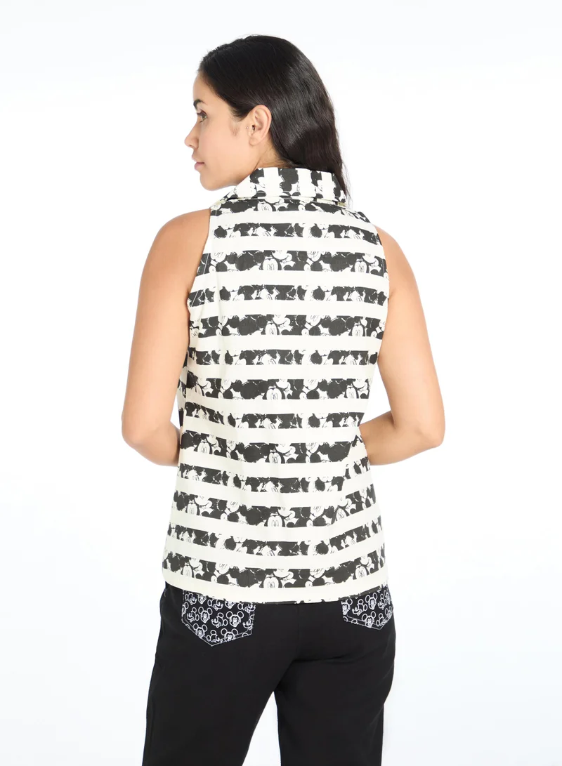 The Label Life Abstract Striped Sleeveless Shirt