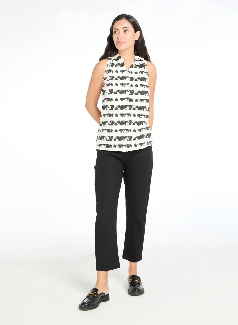 The Label Life Abstract Striped Sleeveless Shirt