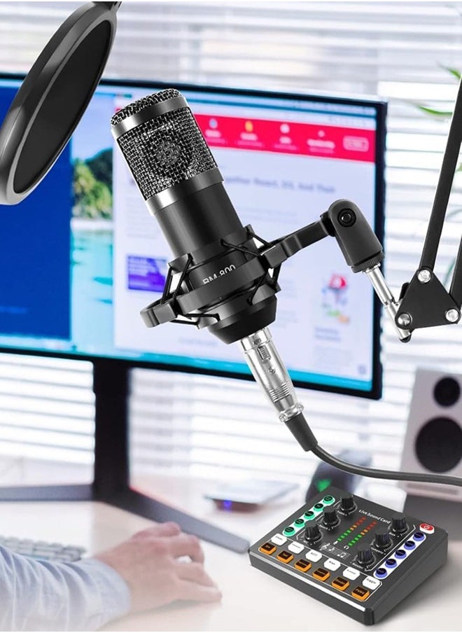M8 Sound Card Set, Podcast Equipment Bundle, Recording Studio Package, Live Sound Card - Audio Interface for Laptop Computer Vlog Living Broadcast Live Streaming YouTube TikTok
