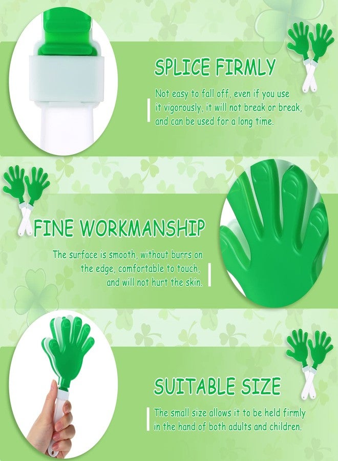 Leitee 50 Pcs 7.5 Inch Green/White Hand Clapper Plastic Noise Makers for Sporting Events St. Patrick's Party Hand Clappers Noisemakers for St. Patrick's Day Party Favors Birthday Sports Game Celebration - Image 3