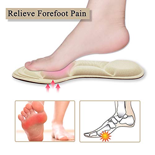 Pnrskter Shoe Insoles Women, Arch Support Insoles Breathable, New Material,5D Sponge Barefoot Comfort Insoles and High Heel Inserts (Beige(Women)) - Image 3