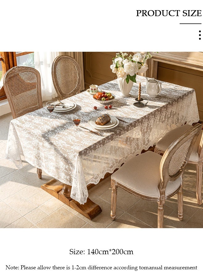 DUNISO French Country White Lace Tablecloth 55x78.7 inches,Wear Resistant Dustproof Rectangular Vintage Floral Lace Table Cover, Decorations for Wedding Party, Dining Decor, Rustic Table Overlay - Image 2