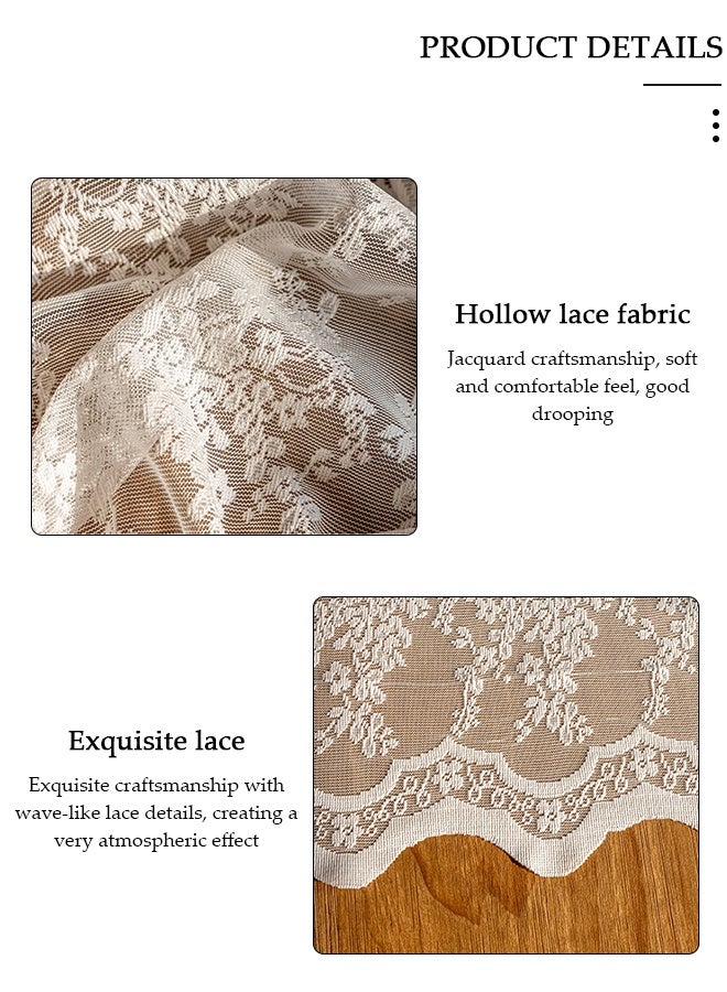 DUNISO French Country White Lace Tablecloth 55x78.7 inches,Wear Resistant Dustproof Rectangular Vintage Floral Lace Table Cover, Decorations for Wedding Party, Dining Decor, Rustic Table Overlay - Image 5