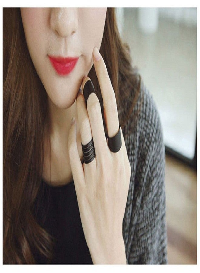 RUVEE Funk Punk College Girls Black Titanium Alloy Rings for Girls - Image 2