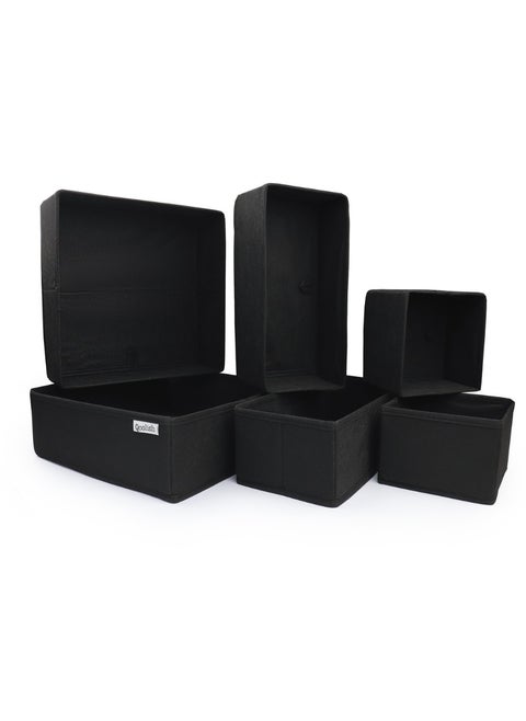 Qoolish Pack of 6 Black Drawer Organizer Set  Tidy-Up Your Space!