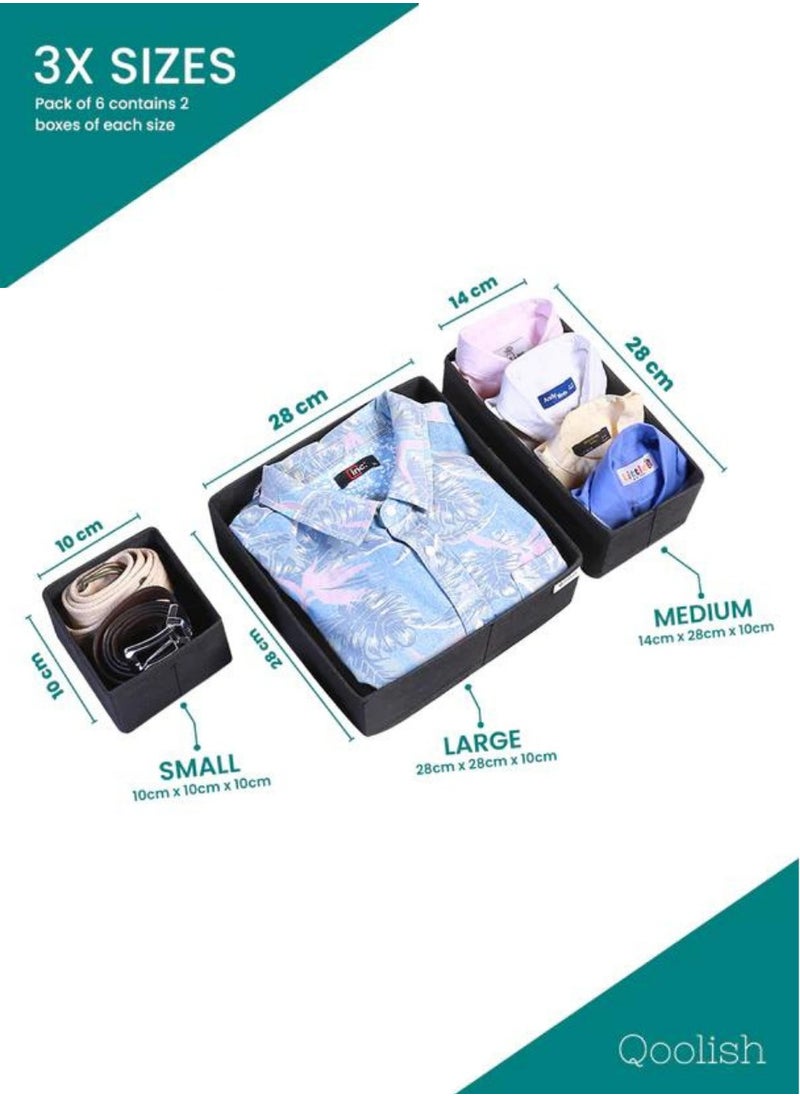 Qoolish Pack of 6 Black Drawer Organizer Set  Tidy-Up Your Space!