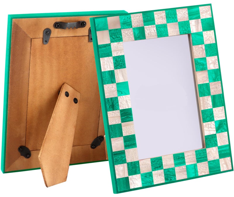 CLEENTABLE Epoxy Resin Picture Frame Set of 2 Handcrafted Decorative Photo Frame for Wall Tabletop Display Vintage Style Waterproof GiftReady Modern Home Dcor Green White