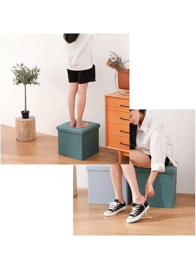 ATM - Foldable Storage Ottoman with Padded Seat Green - 30 x 30 cm - Image 1