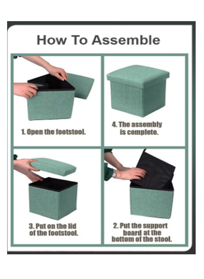 ATM - Foldable Storage Ottoman with Padded Seat Green - 30 x 30 cm - Image 1