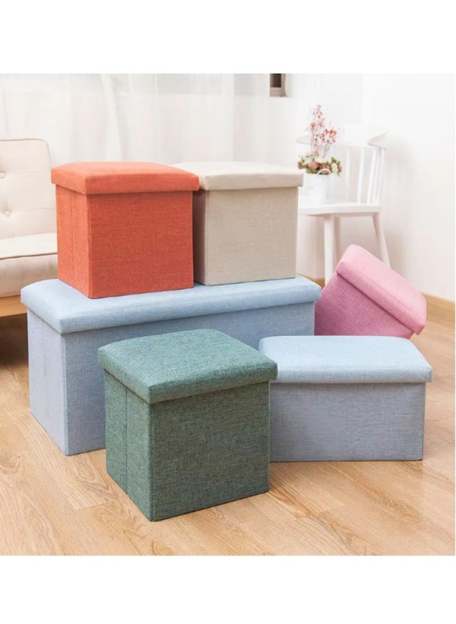 ATM - Foldable Storage Ottoman with Padded Seat Green - 30 x 30 cm - Image 1