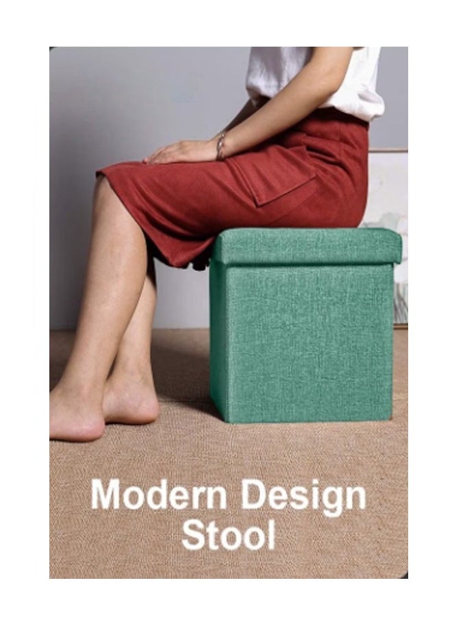 ATM - Foldable Storage Ottoman with Padded Seat Green - 30 x 30 cm - Image 1