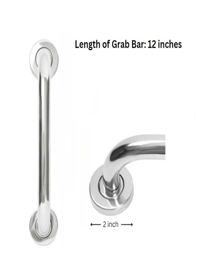 FAPBADRI Stainless Steel Heavy Duty Grab Bar for Bathroom handrailing and Safety Handle for Elderly, Screws & Wallplugs Included - Glossy Finish - 12 inches, Pack of 1 - Image 5