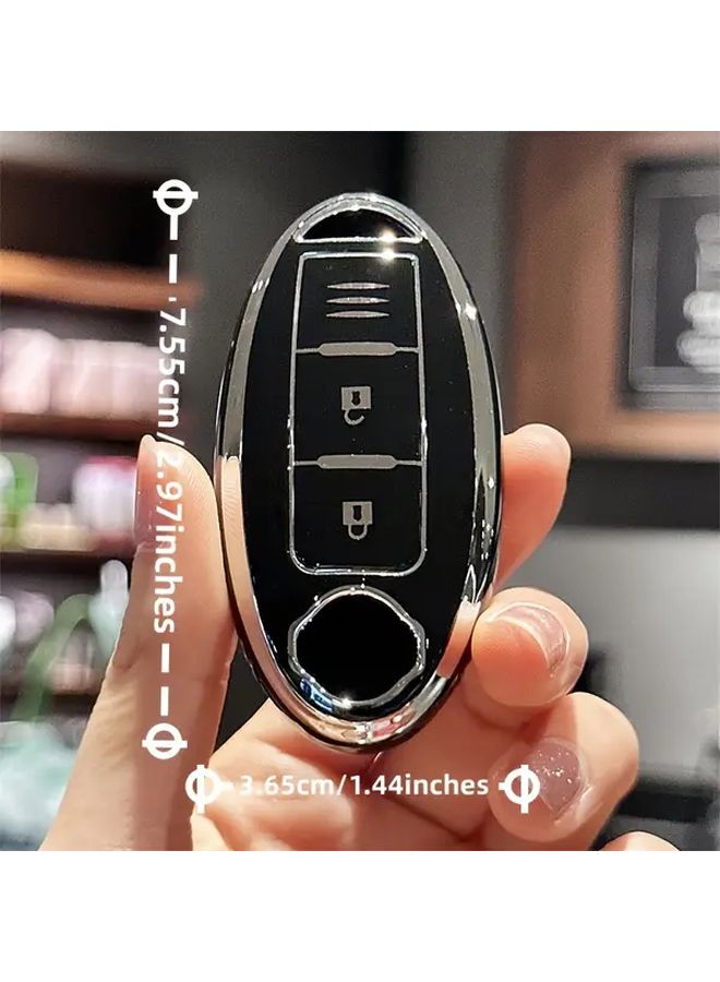 White TPU Key Fob Cover Compatible for Nissan Tiida Qashqai X Trail Terra 370Z March 15 Models 3 Button Design - Image 2