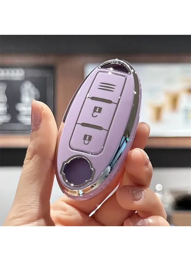 White TPU Key Fob Cover Compatible for Nissan Tiida Qashqai X Trail Terra 370Z March 15 Models 3 Button Design - Image 4