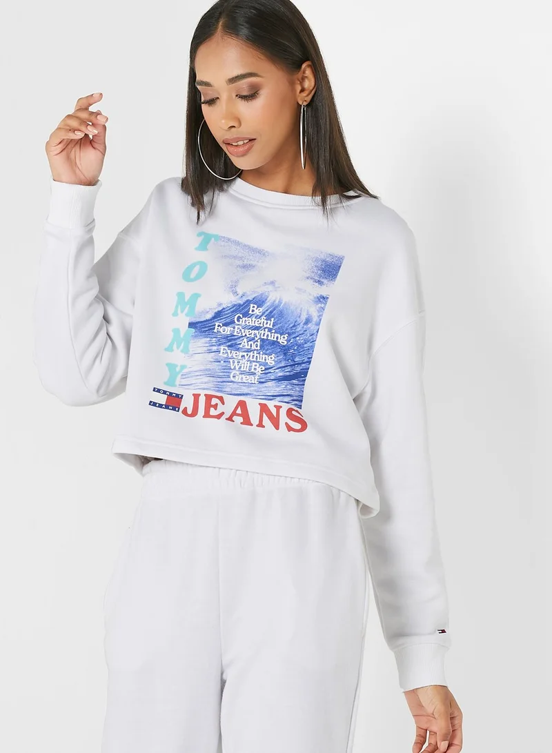 TOMMY JEANS Crew Neck Crop Sweatshirt