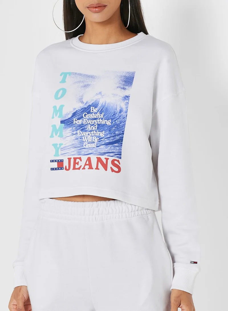 TOMMY JEANS Crew Neck Crop Sweatshirt