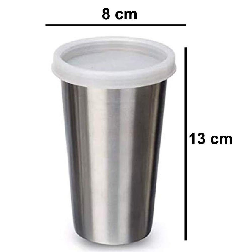 NOBILEA Stainless Steel Tumbler with Silicon Lid Capacity 370 ml Leak Proof Set of 1 pcs with 2 Straws 1 Brush Glass with Silicon lid Steel Glass with LidSilver - Image 4