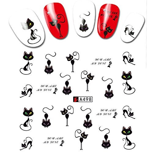 AKOAK 12 Sheets Cute Cat Pattern Watermark Designs Nail Art Stickers Water Transfer Decals Beauty Nails for Nail Art Design - Image 3