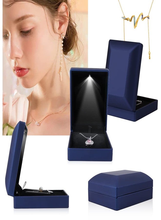 iSuperb LED Light Pendant Box Blue Necklace Display Case Jewelry Gift Box for Friend Girlfriend Mom Grandmother Wife Women - Image 3