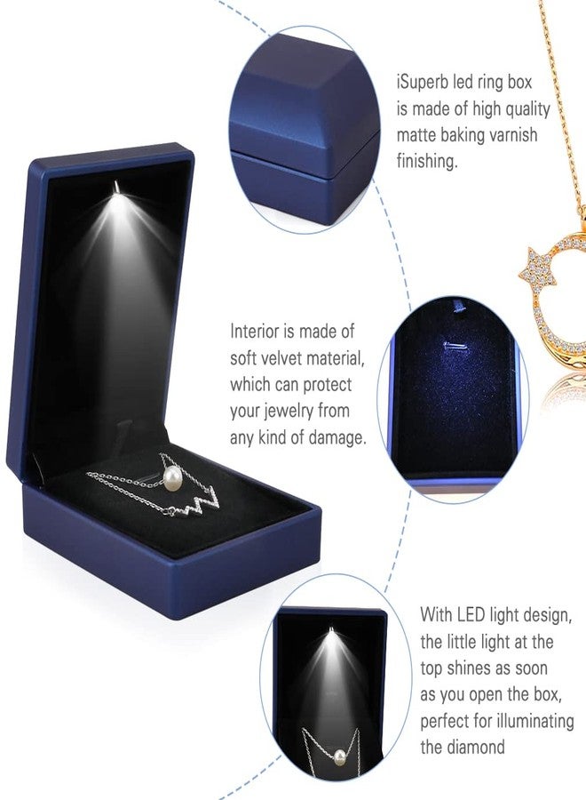 iSuperb LED Light Pendant Box Blue Necklace Display Case Jewelry Gift Box for Friend Girlfriend Mom Grandmother Wife Women - Image 2