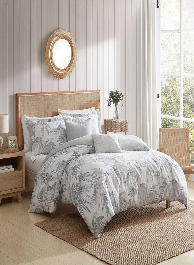 Tommy Bahama - Queen Duvet Cover Set, 100% Soft Cotton Bedding with a Lightweight Feel, 3 Piece Bed Set with Matching Pillowcases & Bonus Throw Pillow Covers (Kayo Grey) - Image 2