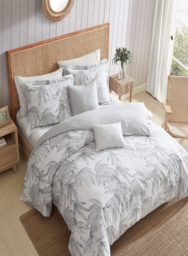 Tommy Bahama - Queen Duvet Cover Set, 100% Soft Cotton Bedding with a Lightweight Feel, 3 Piece Bed Set with Matching Pillowcases & Bonus Throw Pillow Covers (Kayo Grey) - Image 3