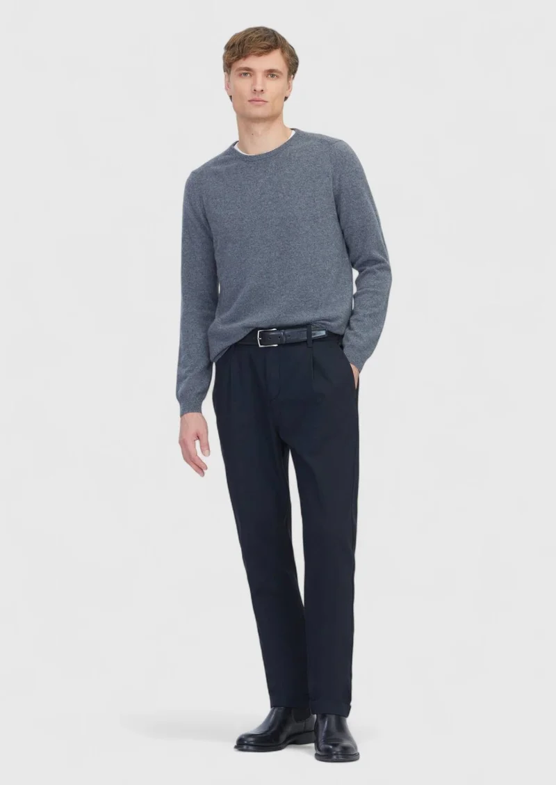 Ramsey Black Weaving Jogging Fit Casual Cotton Blended Trousers