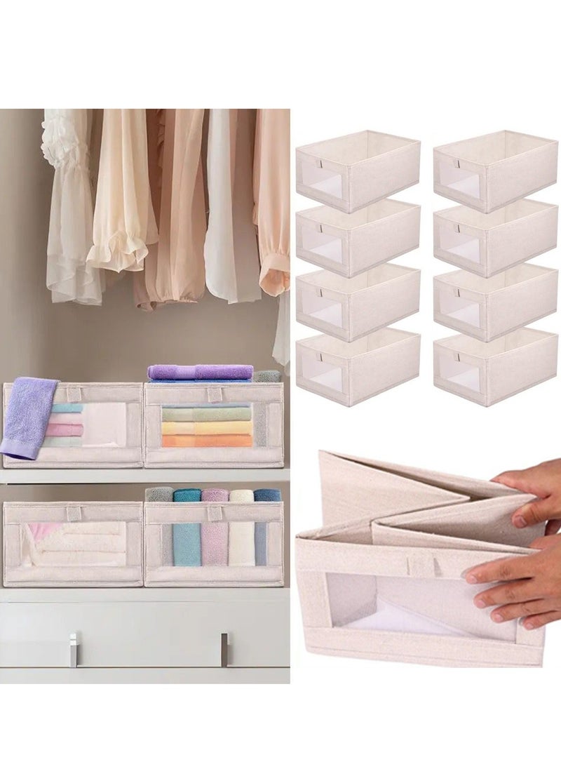 Blueland 8Pcs Foldable Clothes Storage Bin, Washable Closet Drawer Organizer with Clear Window, Wordrobe Storage Basket Box for T-Shirt, Pants, Jeans Sweaters & Books  - Image 1