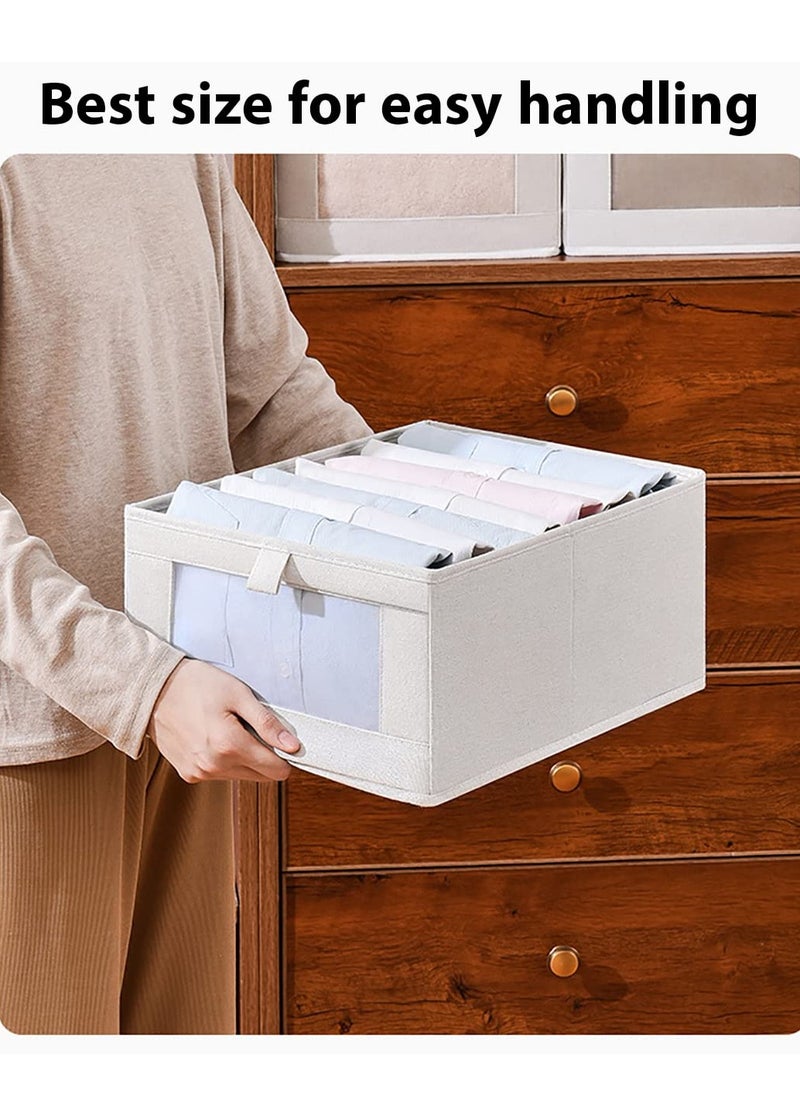 Blueland 8Pcs Foldable Clothes Storage Bin, Washable Closet Drawer Organizer with Clear Window, Wordrobe Storage Basket Box for T-Shirt, Pants, Jeans Sweaters & Books  - Image 5