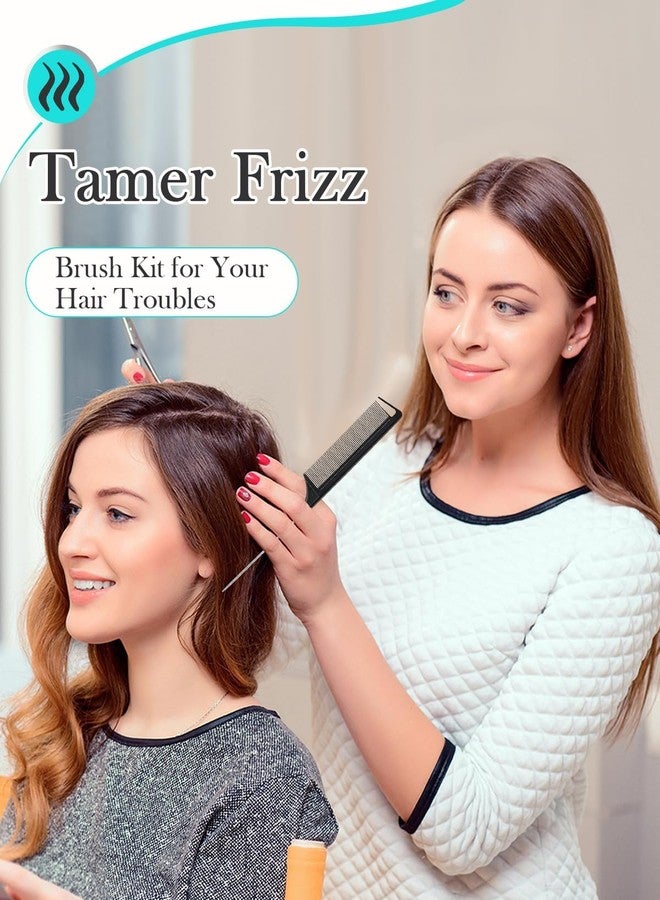 Samnyte Peach Wood Boar Bristle Slick Back Hair Brush & Rat Tail Comb Set - Controls Frizz, Smooths Flyaways, Restores Shine - Creates Sleek Ponytails, Buns & Edge Control, Teasing for Women & Kids - Image 5