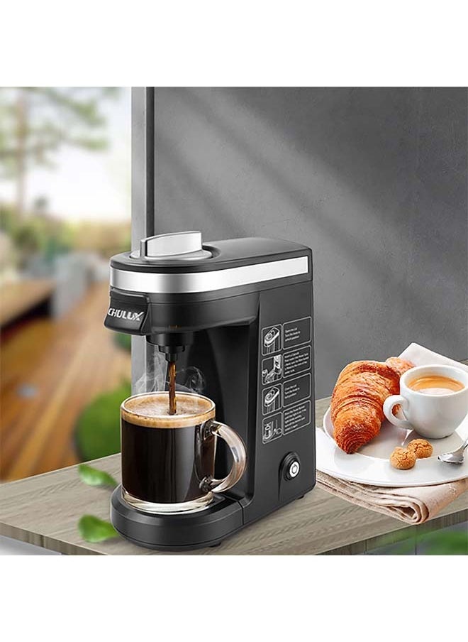 CHULUX - CHULUX Single Serve Coffee Maker for K Capsule and Ground Coffee, Single Cup Coffee Machine, Black - Image 1