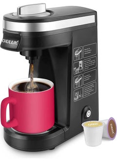 CHULUX Single Serve Coffee Maker for K Capsule and Ground Coffee, Single Cup Coffee Machine, Black